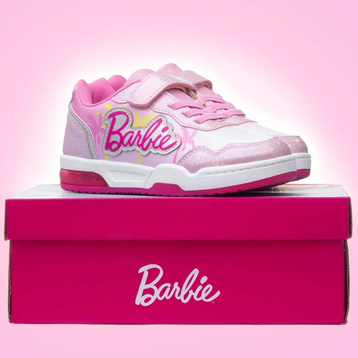 Barbie Kids Pink Iridescent Light Up Trainer