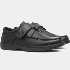 Beckett Emile Mens Black Easy Fasten Shoe