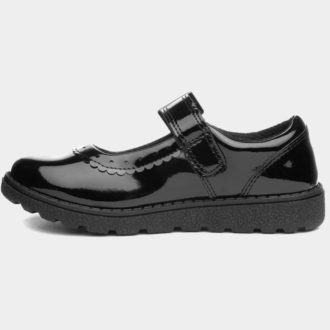 Buckle My Shoe Avon Girls Black Easy Fasten Shoe