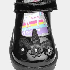 Buckle My Shoe Castle Girls Black Unicorn Shoe