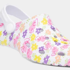Cannock Girls White Flower Print EVA Clog