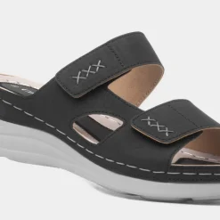Comfy Steps Andorra Womens Black Mule Sandal