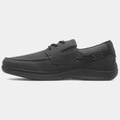 Comfy Steps Harlan Mens Black Boat Shoe