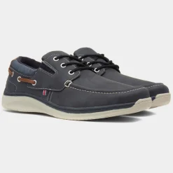 Comfy Steps Harlan Mens Navy Boat Shoes