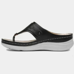 Comfy Steps Malta Womens Black Toe Post Sandal
