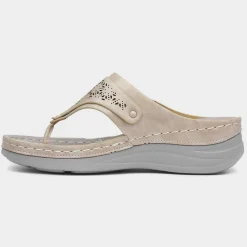 Comfy Steps Malta Womens Beige Toe Post Sandal