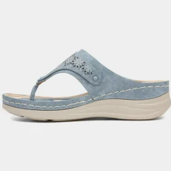 Comfy Steps Malta Womens Blue Toe Post Sandal