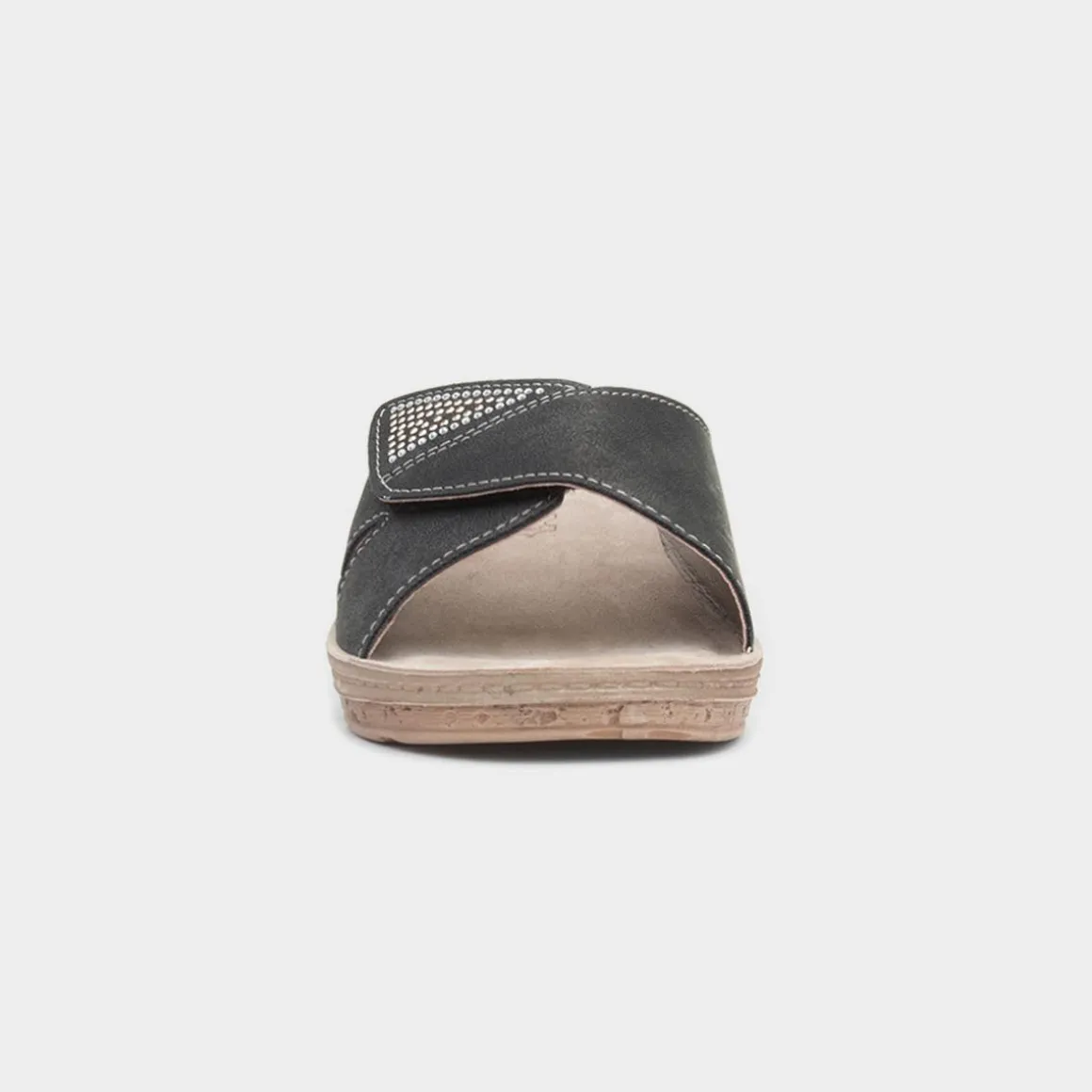 Comfy Steps Nice Womens Black Wedge Mule Sandal