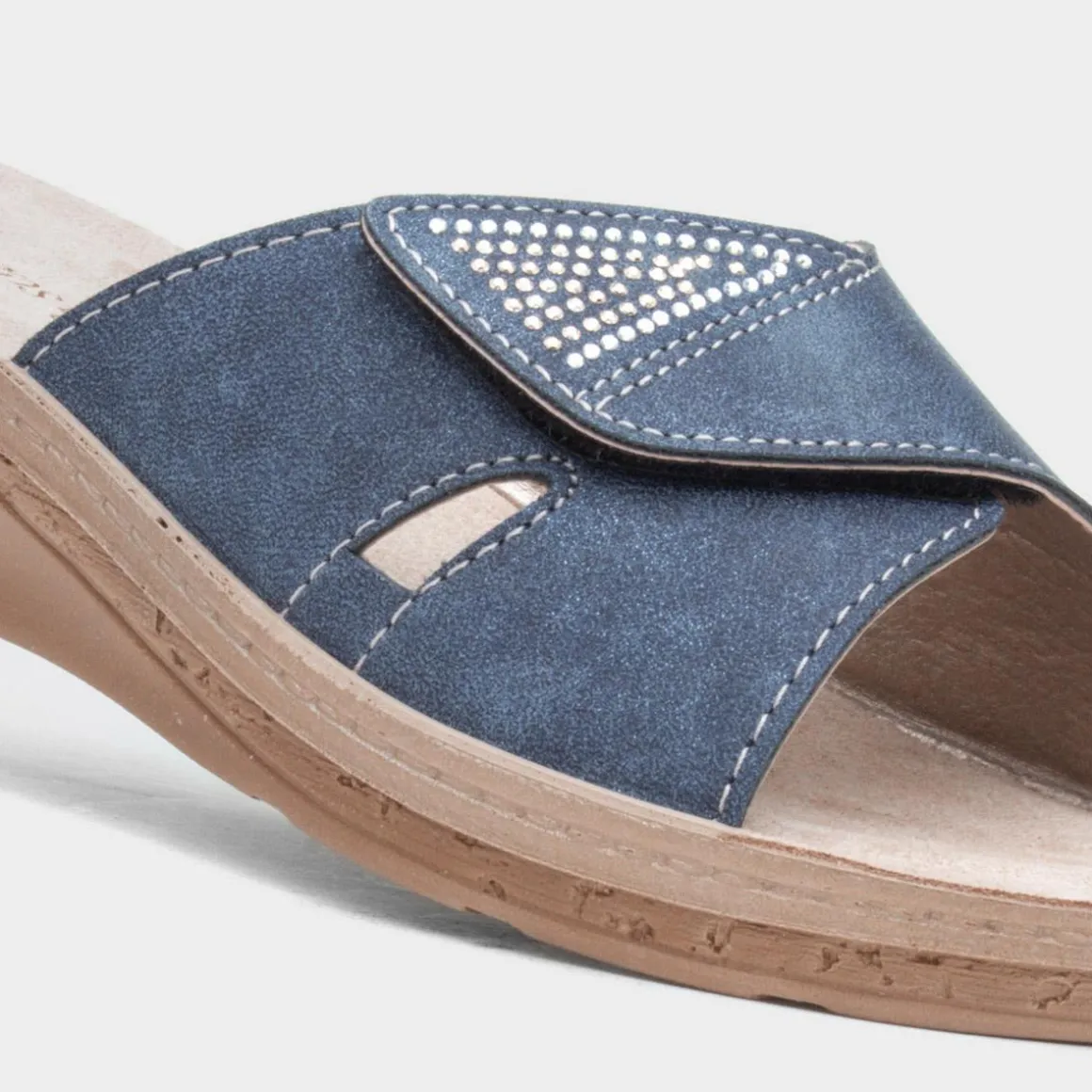Comfy Steps Nice Womens Blue Mule Sandal