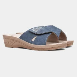 Comfy Steps Nice Womens Blue Mule Sandal
