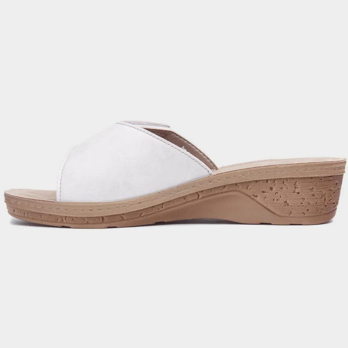 Comfy Steps Nice Womens White Wedge Mule Sandal