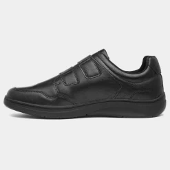 Comfy Steps Richard Mens Black Easy Fasten Shoe