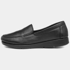 Comfy Steps Womens Black Leather Slip On Loafer