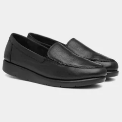 Comfy Steps Womens Black Leather Slip On Loafer