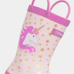 Cotswold Puddle Girls Pink Unicorn Print Welly