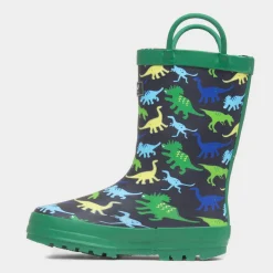 Cotswold Sprinkle Boys Green Dinosaur Print Welly