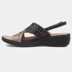 Cushion Walk Charlie Womens Black Wedge Sandal