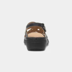Cushion Walk Charlie Womens Black Wedge Sandal
