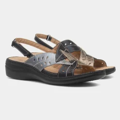 Cushion Walk Charlie Womens Black Wedge Sandal
