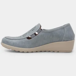 Cushion Walk Christy Womens Blue Wedge Shoe
