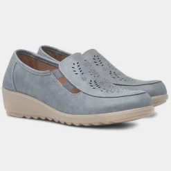 Cushion Walk Christy Womens Blue Wedge Shoe