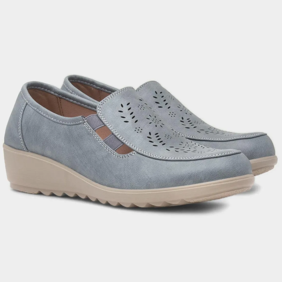 Cushion Walk Christy Womens Blue Wedge Shoe