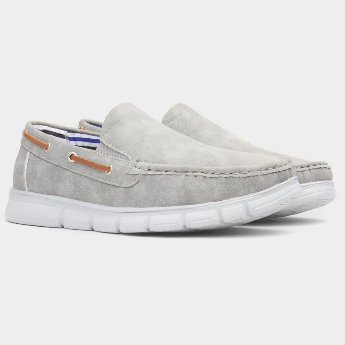Cushion Walk Declan Mens Grey Casual Boat Shoe