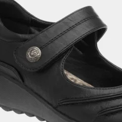 Cushion Walk Elinor Womens Black Easy Fasten Shoe