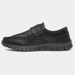 Cushion Walk Greg Mens Black Easy Fasten Shoe