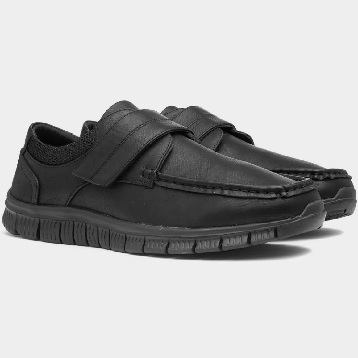 Cushion Walk Greg Mens Black Easy Fasten Shoe