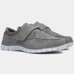 Cushion Walk Greg Mens Grey Easy Fasten Shoe