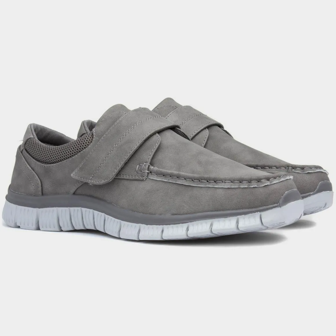 Cushion Walk Greg Mens Grey Easy Fasten Shoe
