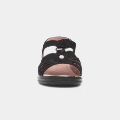 Cushion Walk Lacy Womens Black Wedge Sandal