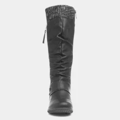 Cushion Walk Leah Womens Black High Leg Boots