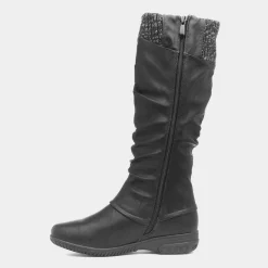 Cushion Walk Leah Womens Black High Leg Boots