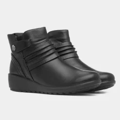 Cushion Walk Lima Womens Black Wedge Ankle Boot
