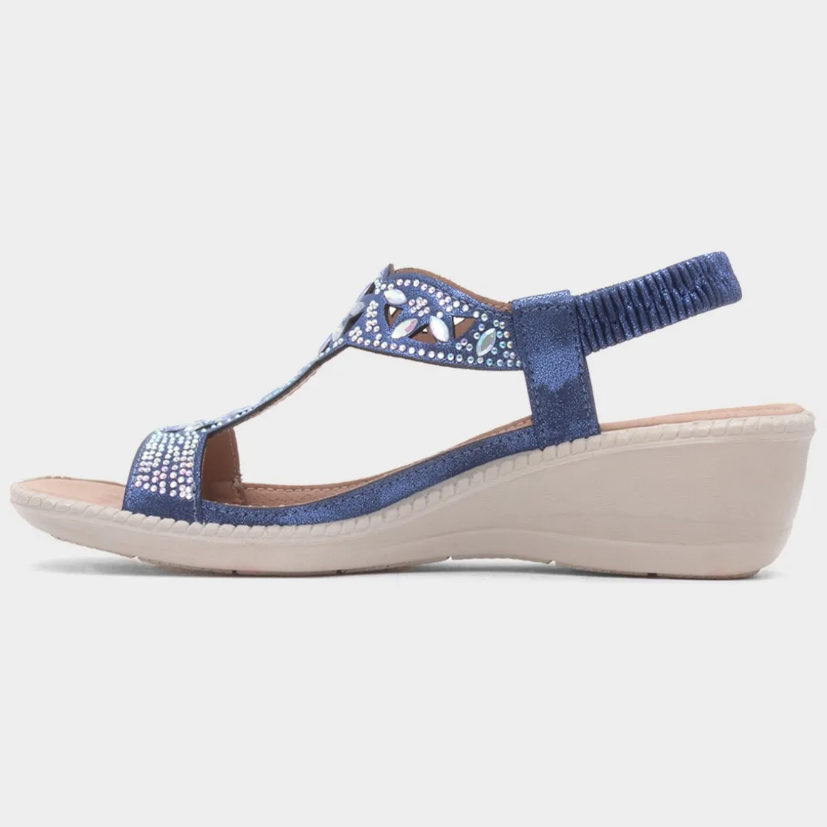Cushion Walk Mars Womens Navy Wedge Sandal