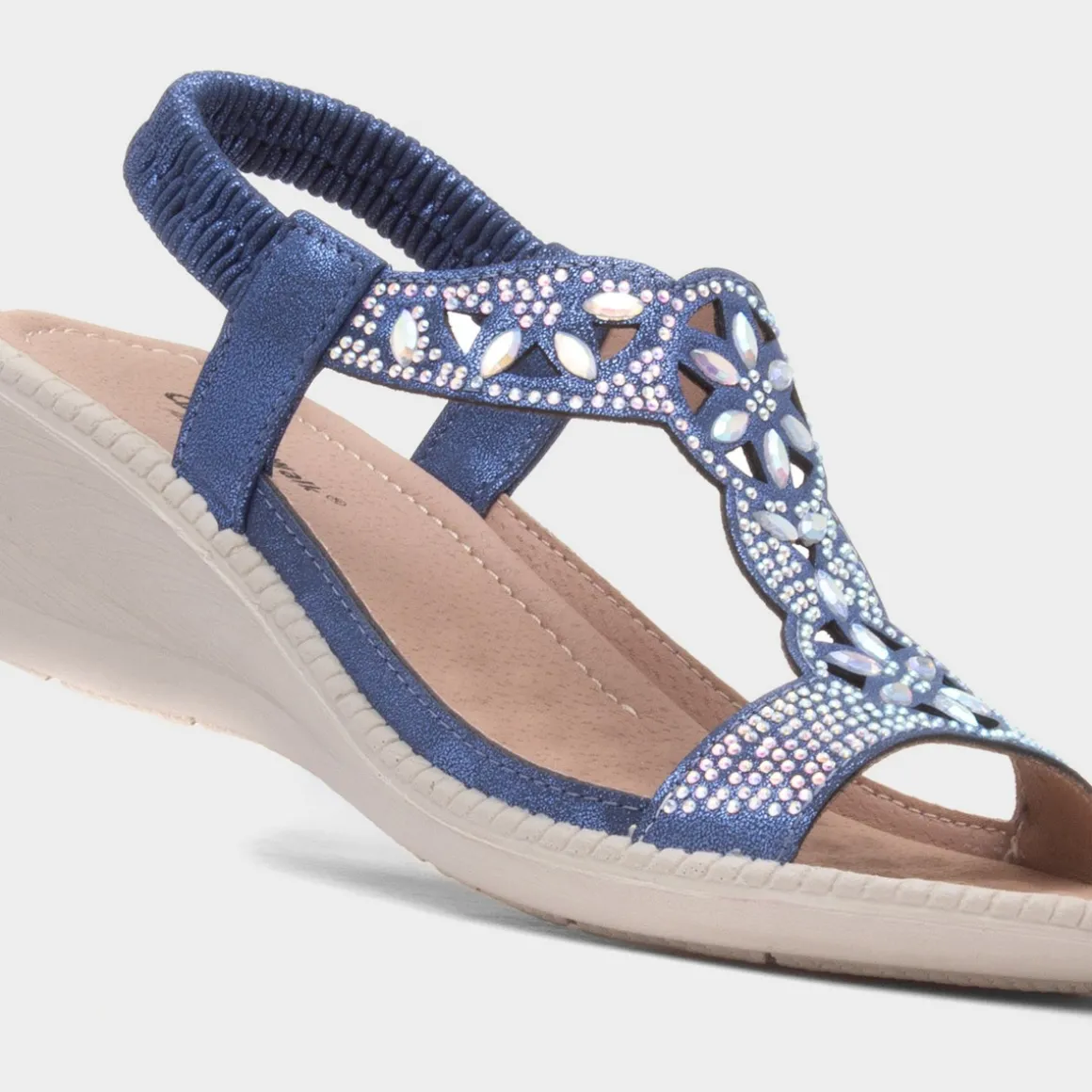 Cushion Walk Mars Womens Navy Wedge Sandal