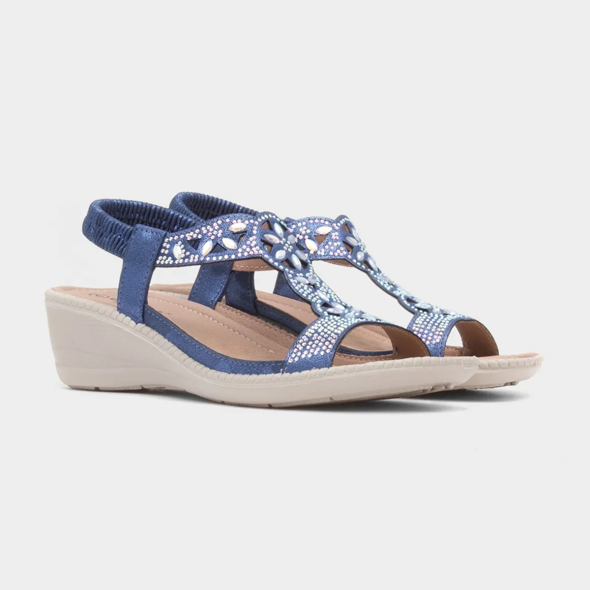 Cushion Walk Mars Womens Navy Wedge Sandal