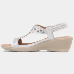 Cushion Walk Mars Womens White Wedge Sandal