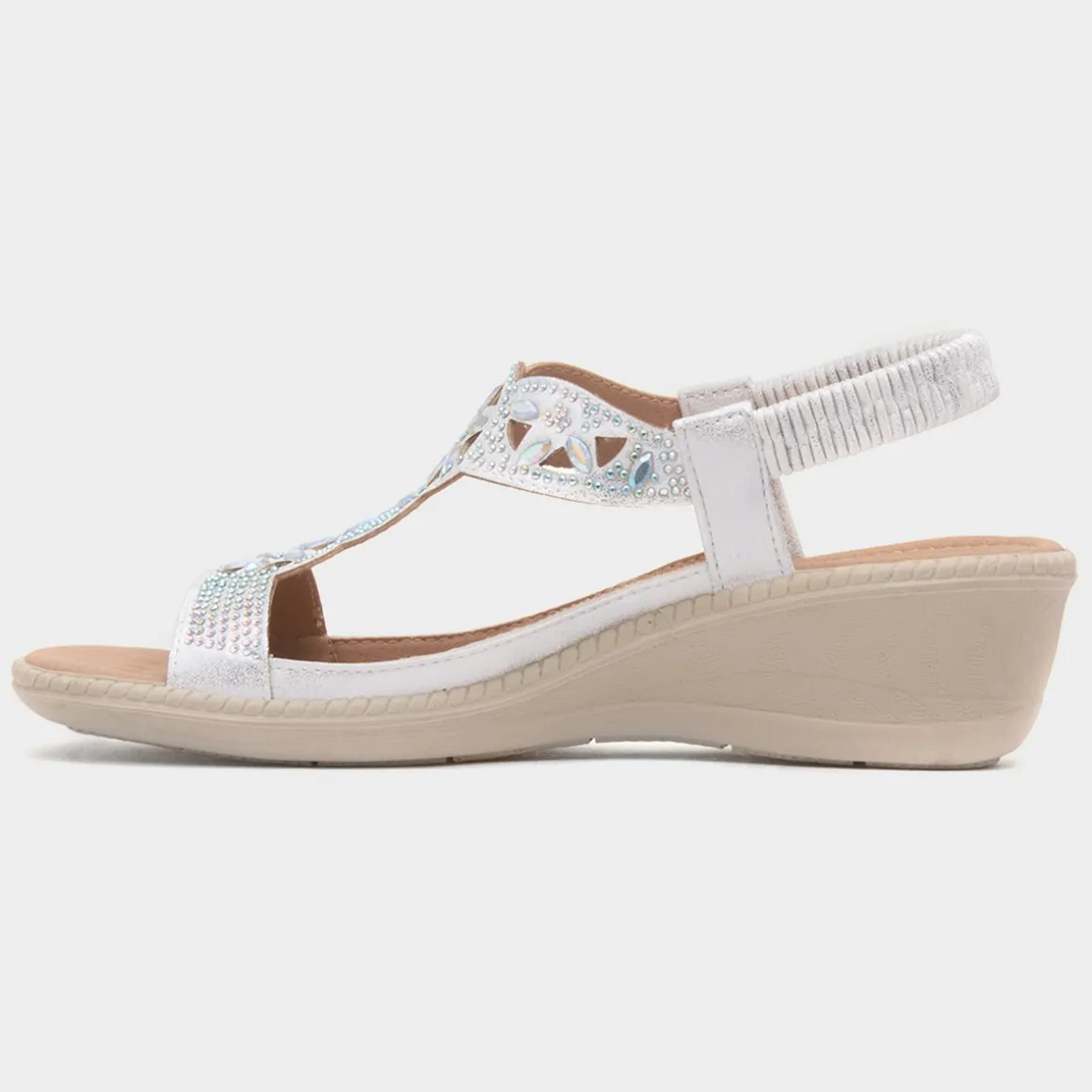 Cushion Walk Mars Womens White Wedge Sandal