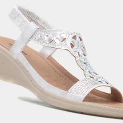 Cushion Walk Mars Womens White Wedge Sandal