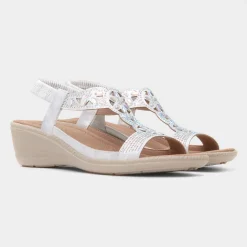 Cushion Walk Mars Womens White Wedge Sandal