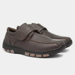 Cushion Walk Mens Brown Easy Fasten Shoe