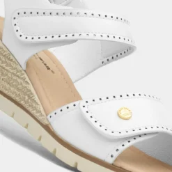 Cushion Walk Mercury Womens White Wedge Sandal