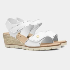 Cushion Walk Mercury Womens White Wedge Sandal