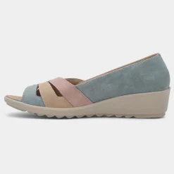 Cushion Walk Moria Womens Blue Open Toe Wedge Shoe