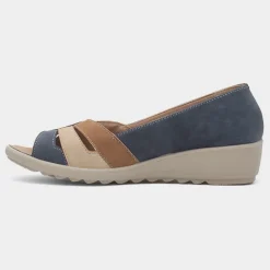 Cushion Walk Moria Womens Navy Open Toe Wedge Shoe