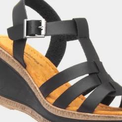 Cushion Walk Neptune Womens Black Wedge Sandal