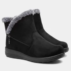 Cushion Walk Olivia Womens Black Faux Fur Boot